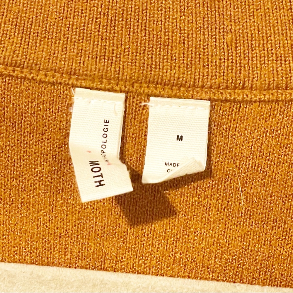 Anthropologie Moth‎ Medium Mustard One Button Half Sleeve Jacket Blazer Coat - Picture 3 of 5